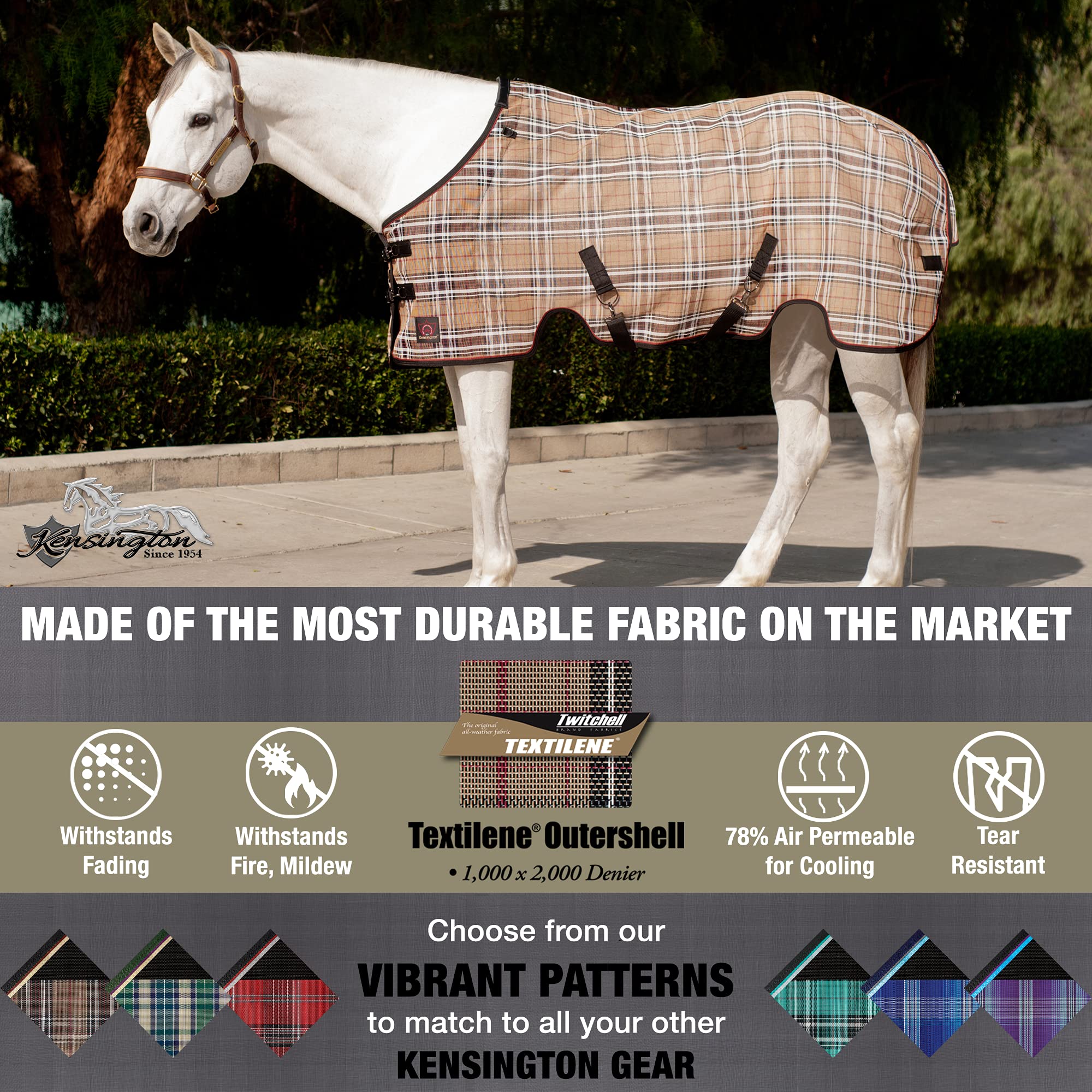 Kensington Breathable and UV Protective Sheet SureFit All Season Protection for Horse - 87, Deluxe Black